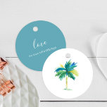 Wasserfarbenpalme Tree Tropische Liebesmarken Geschenkanhänger<br><div class="desc">Diese einzigartigen Tropenfavoriten-Tags sind mit meiner originalen Aquarellpalme in Blau-, Grün- und Türkistönen gestaltet. Die Karte kehrt zu einer türkisblauen Farbe zurück, die Raum für Personalisierung bietet. Benutzen Sie sie für Bräunungsgeschenke, danke und Ziel Strand Hochzeiten oder Gastgeschenke. Um passende Artikel zu sehen, besuchen Sie DoTellABelle auf Zazzle. Von Victoria...</div>