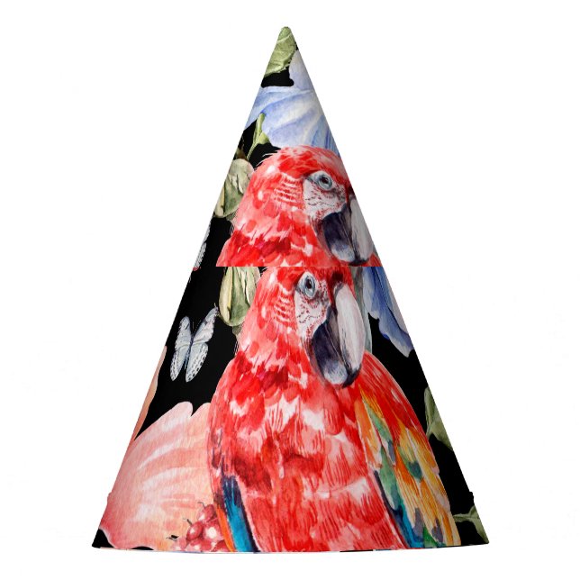 Wasserfarbenparrot: Blumenmuster Romantik. Partyhütchen (Vorderseite)