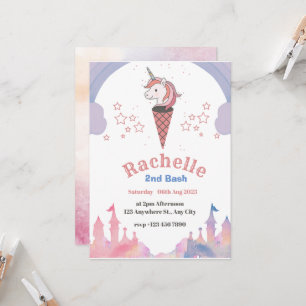 Wasserfarbenpastel Unicorn Boho Style Geburtstag Einladung