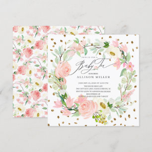 Wasserfarbenpeonies Blumengarten Teedusche Einladung