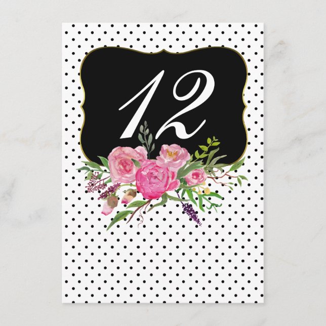 Wasserfarbenpeonies Hochzeitsempfang Tischnummer (Vorderseite)