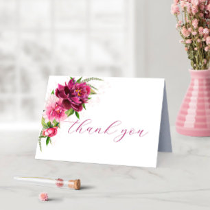 Wasserfarbenpeonies Rustikale Hochzeit Danke Karte