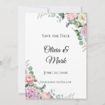 Wasserfarbenpeony und Eukalyptus Save the Date
