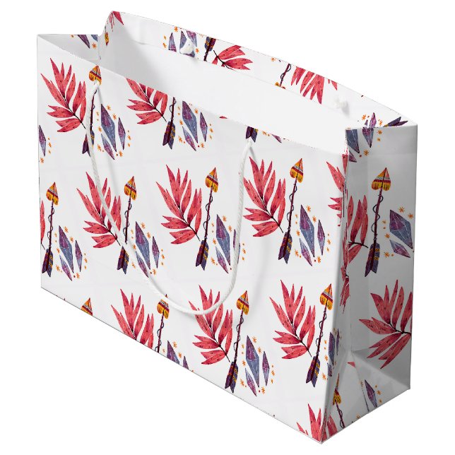 Wasserfarbenpfeil und Diamanten Große Geschenktüte (Rückseite Schrägansicht)