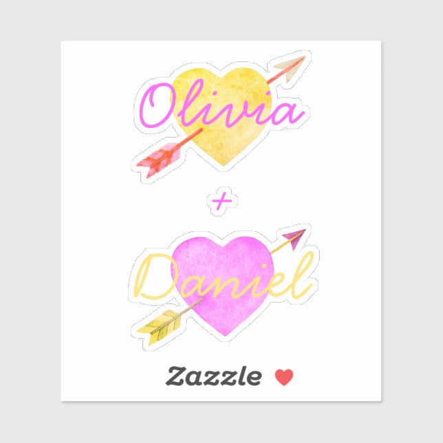 Wasserfarbenpfeile Pfeile Bright Valentine Liebe Aufkleber (Blatt)