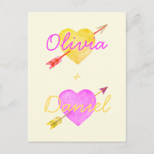 Wasserfarbenpfeile Pfeile Bright Valentine Liebe Postkarte