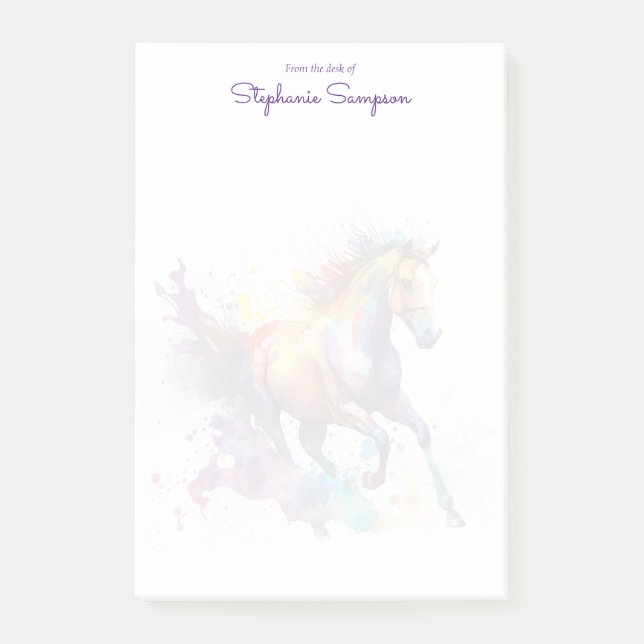Wasserfarbenpferd Lover Maßgeschneidert Post-it Klebezettel (Vorderseite)
