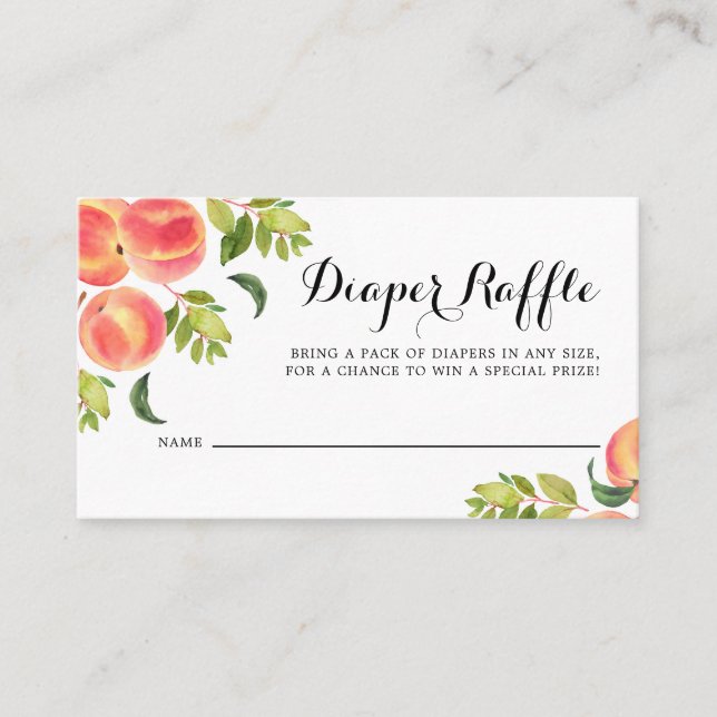 Wasserfarbenpfirsiche Babydusche Windelwaschkarte Platzkarte (Vorderseite)