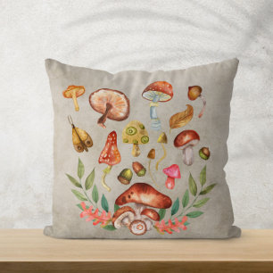 Wasserfarbenpilz Kissen