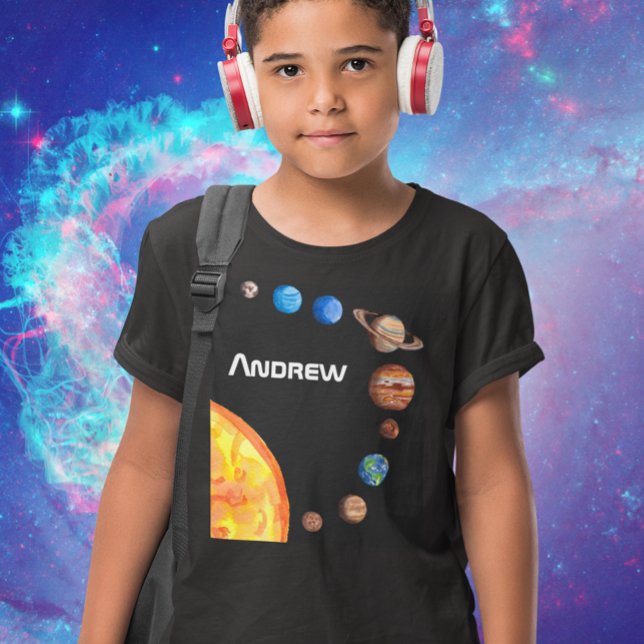 Wasserfarbenplaneten Sun Earth Mars Jupiter Saturn T-Shirt (Von Creator hochgeladen)