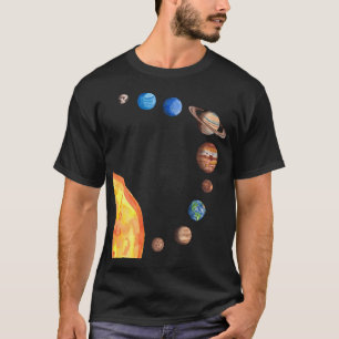 Wasserfarbenplaneten Sun Earth Mars Jupiter Saturn T-Shirt