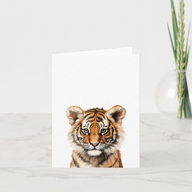 Wasserfarbenportrait eines kleinen Tiger Karte (Vorderseite)