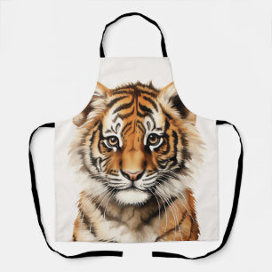 Wasserfarbenportrait eines kleinen Tiger Schürze