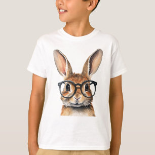 Wasserfarbenportrait Niedliches Kaninchen mit Bril T-Shirt
