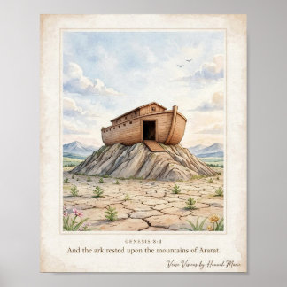 Wasserfarbenposter der Arche Noah auf dem Berg Ara Poster