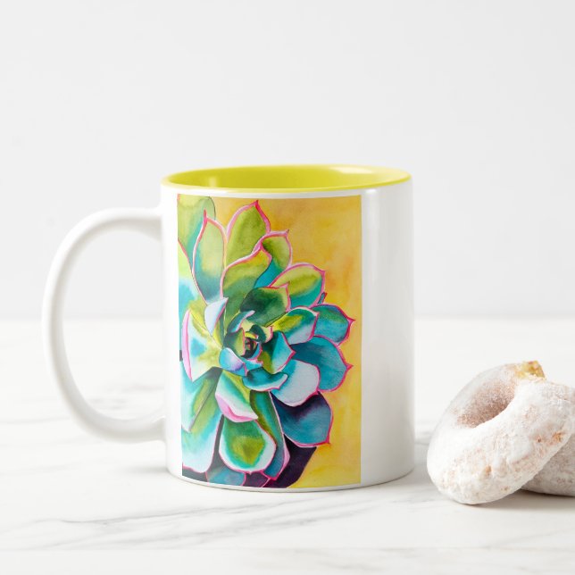 Wasserfarbenprächtig botanisch zweifarbige tasse (Mit Donut)