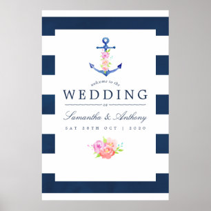 Wasserfarbenprächtige Hochzeit mit floralen Themen Poster