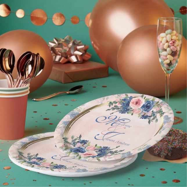 Wasserfarbenprächtige Hochzeit Pappteller (Multi)