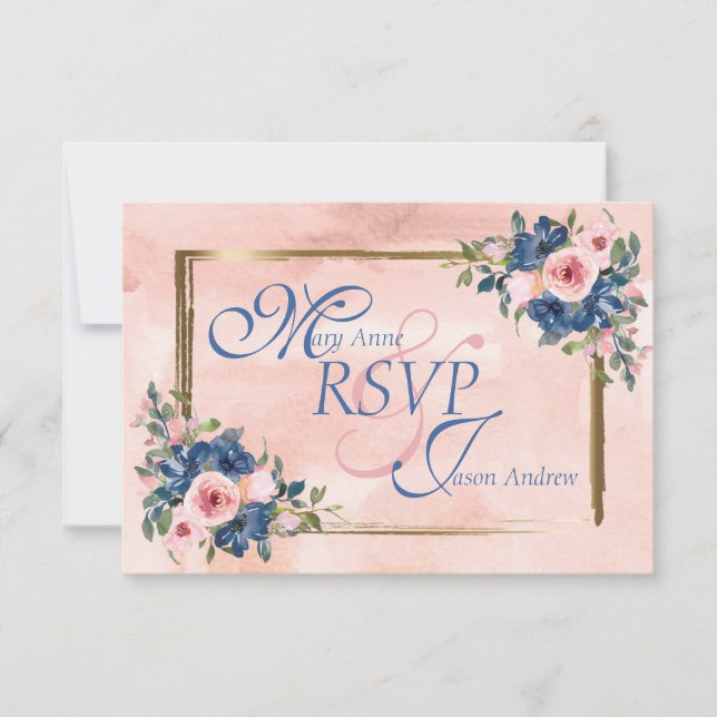 Wasserfarbenprächtige Hochzeit RSVP Karte (Vorderseite)