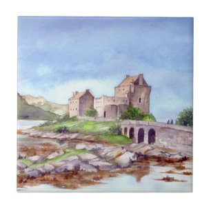 Wasserfarbenprägung des Eilean Donan Burg Fliese