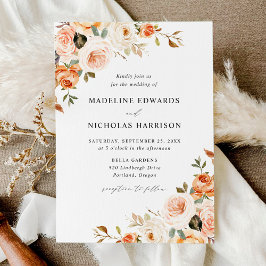 Wasserfarbenprägung Rustikaler Fall Blumenhochzeit Einladung