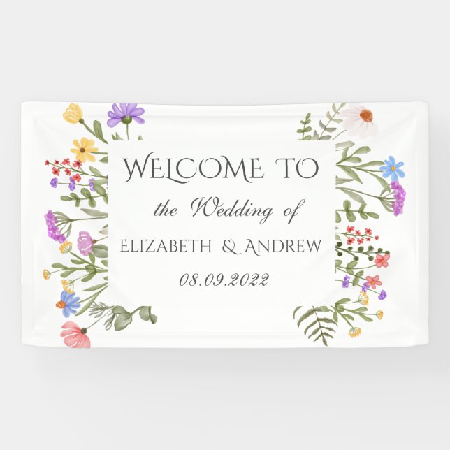 Wasserfarbenprägung Wildblume Meadow Wedding Banner (Horizontal)