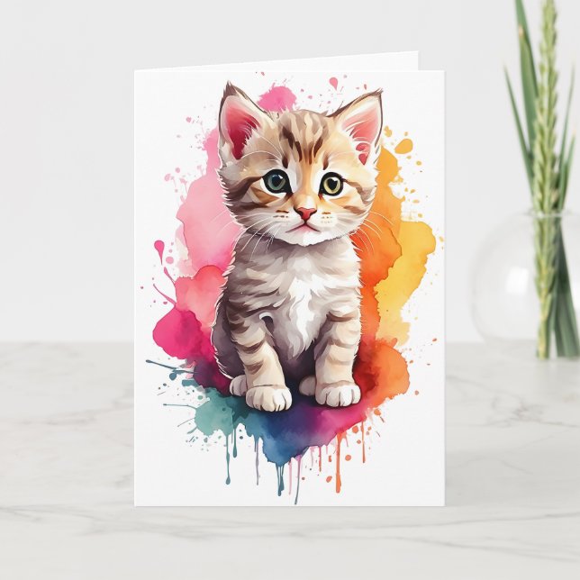 Wasserfarbenpräparat Art Kitty Spritzer Paint Blan Karte (Vorderseite)