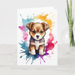 Wasserfarbenpräparate Art Puppy Spritzer Paint Bla Karte