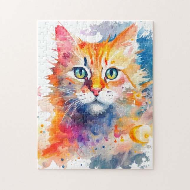 Wasserfarbenpräparate Cat 702 digitale Kunst Puzzle (Vertikal)