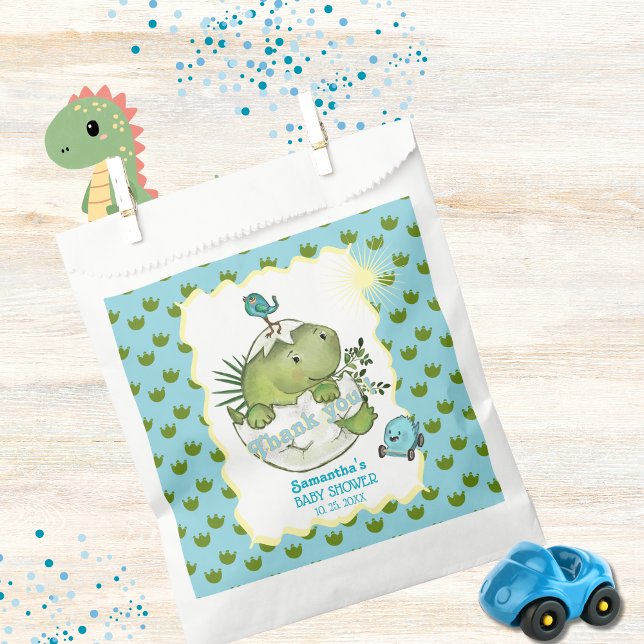 Wasserfarbenpräparate Dino Baby Shoodie Bag Geschenktütchen (watercolor Hatching Dino Baby Shower Goodie Bag)