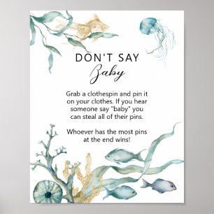 Wasserfarbenqualle "Don't Say Baby" Spielzeichen Poster