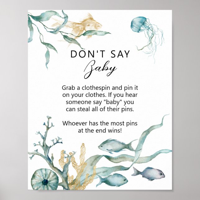 Wasserfarbenqualle "Don't Say Baby" Spielzeichen Poster (Vorne)