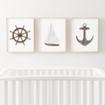 Wasserfarbenrad Sailboat Anker nautisch Bilderwand Sets<br><div class="desc">Fügen Sie Ihrem nautischen Themenraum eine Touch mit diesem Set von 3 Aquarelldrucken hinzu.</div>