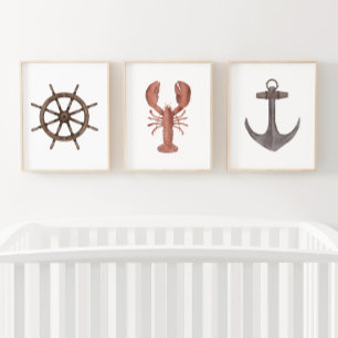 Wasserfarbenraderanker Bilderwand Sets