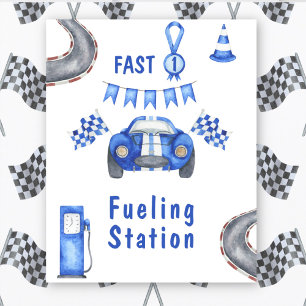 Wasserfarbenrennen Auto Erste Geburtstagskraftstat Poster