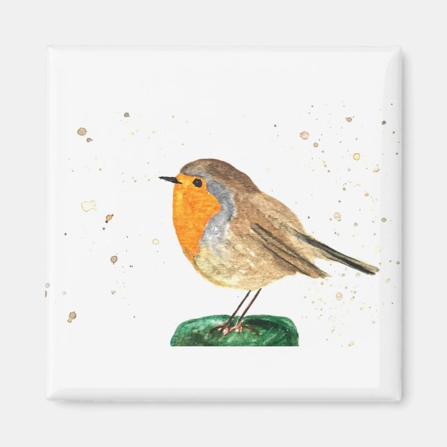 Wasserfarbenrobinvogel Weihnachtsfest Magnet (Vorne)