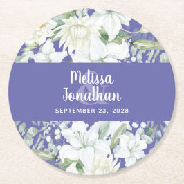 Wasserfarbenromantische, blumenweiße Blume Hochzei Runder Pappuntersetzer