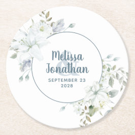 Wasserfarbenromantische, blumenweiße Blume Hochzei Runder Pappuntersetzer