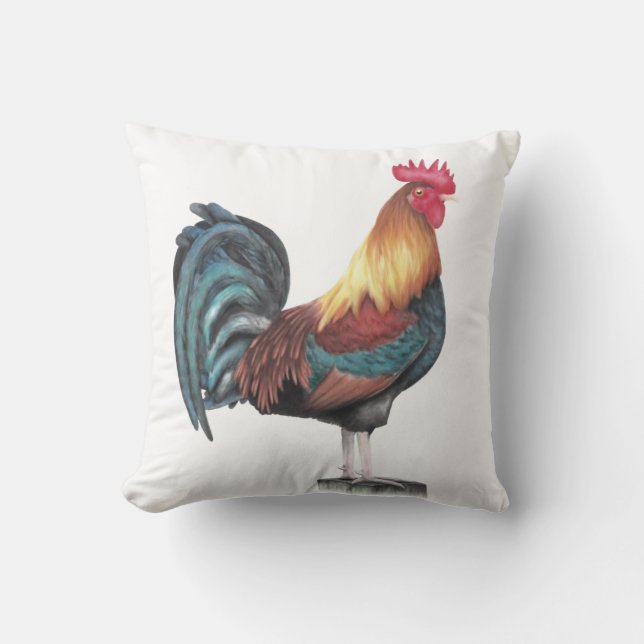 Wasserfarbenrooster Kissen (Vorderseite)