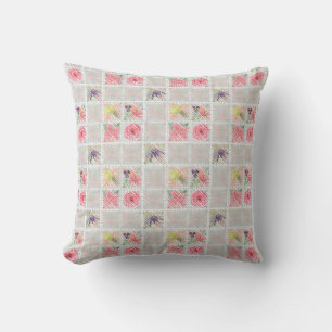 Wasserfarbenrosa Blumenfrucht mit stylischem Schac Kissen
