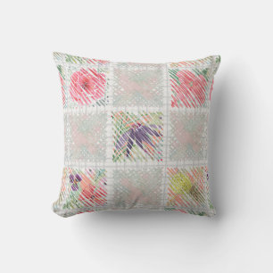 Wasserfarbenrosa Blumenfrucht mit stylischem Schac Kissen