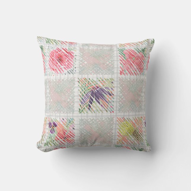 Wasserfarbenrosa Blumenfrucht mit stylischem Schac Kissen (Vorderseite)