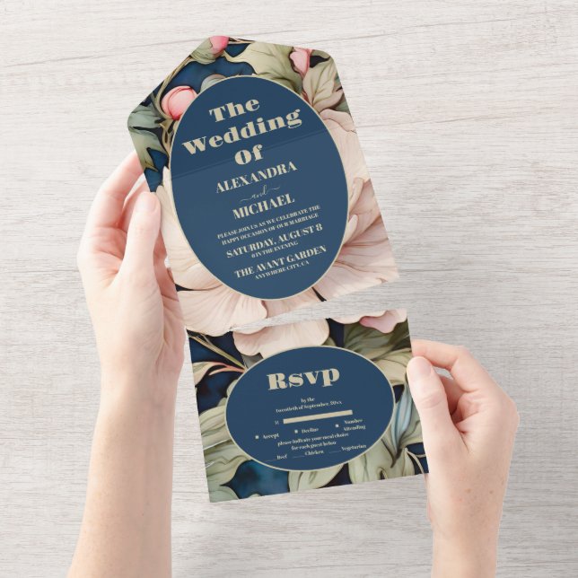 Wasserfarbenrosa Blumenzehen All In One Einladung (Abreißen)