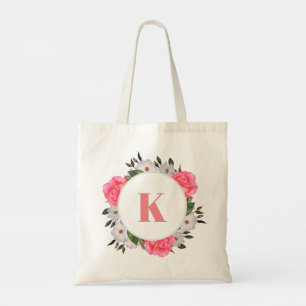 Wasserfarbenrosa und weißes Rosenkreislauf Tragetasche