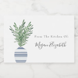 Wasserfarbenrosemary und Blauer Streifen Lebensmitteletikett