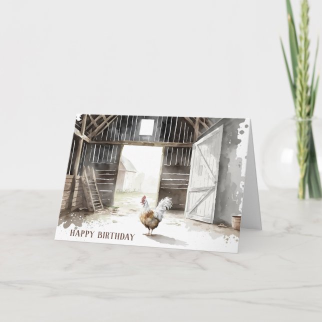 Wasserfarbenroster zum Geburtstag Karte (Vorderseite)