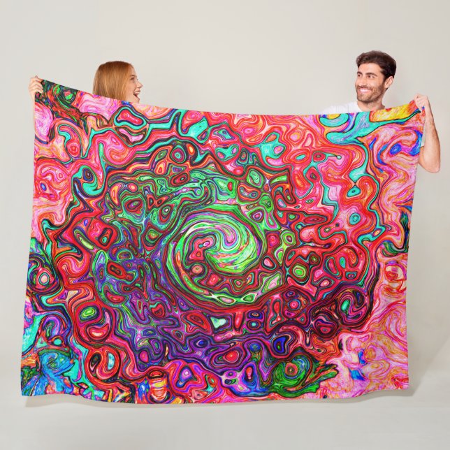 Wasserfarbenroter Groovy Abstrakt Retro Liquid Swi Fleecedecke (Beispiel)