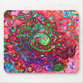 Wasserfarbenroter Groovy Abstrakt Retro Liquid Swi Mousepad