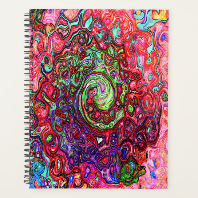 Wasserfarbenroter Groovy Abstrakt Retro Liquid Swi Planer (Vorderseite)