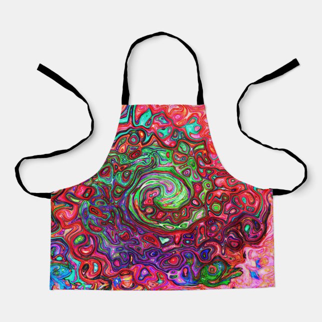 Wasserfarbenroter Groovy Abstrakt Retro Liquid Swi Schürze (Vorderseite)